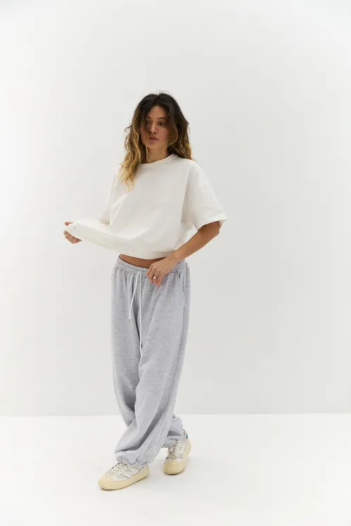 Джогери жіночі oversized сірого кольору на затяжках