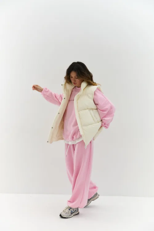 Джогери жіночі oversized рожевого кольору на затяжках