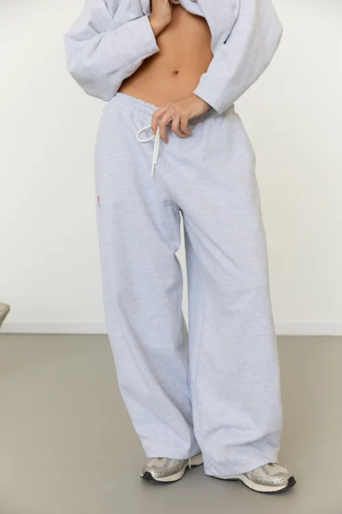 Штани жіночі сірого кольору з вишивкою oversize