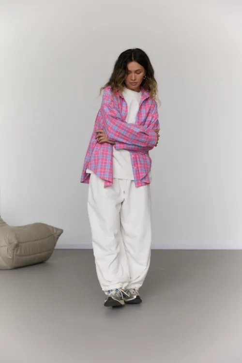 Джогери жіночі oversized молочного кольору на затяжках