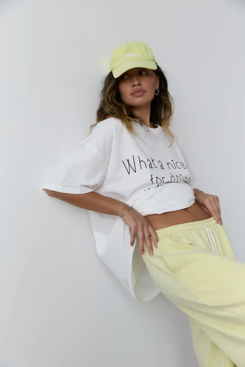 Джогери жіночі oversized лимонного кольору на затяжках