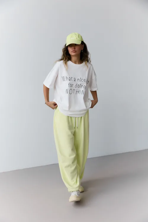 Джогери жіночі oversized лимонного кольору на затяжках