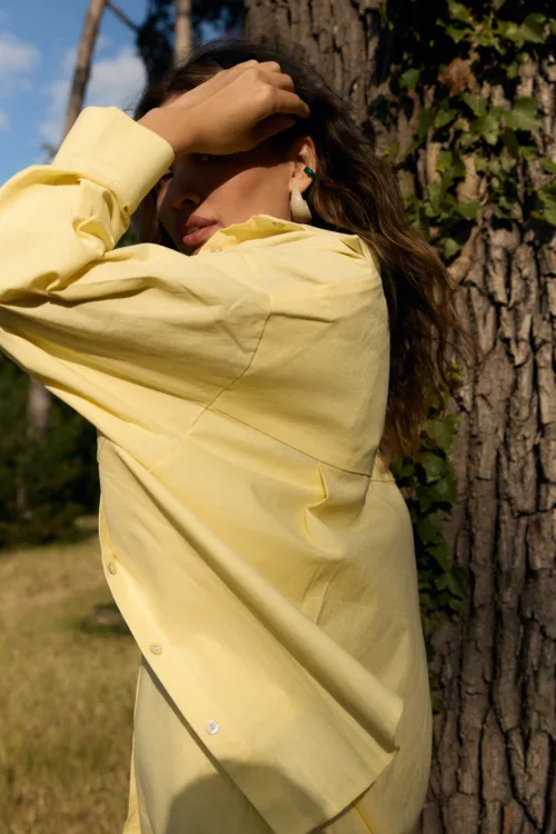 Сорочка жіноча лимонна з льону oversize one size