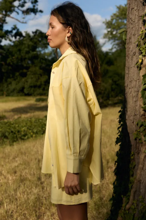 Сорочка жіноча лимонна з льону oversize one size